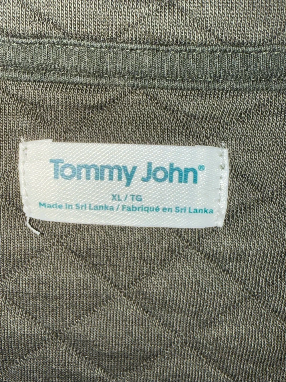 Tommy John Quilted Quarter Zip Pullover XL Olive Green
